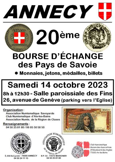 Annecy - 20e bourse numis. des Pays de Savoie  - 14 octobre 03-annecy-2023-1a